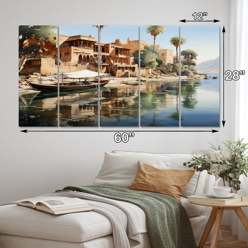 Égypte, impression sur toile, "The Niles Reflection" 5 pièces