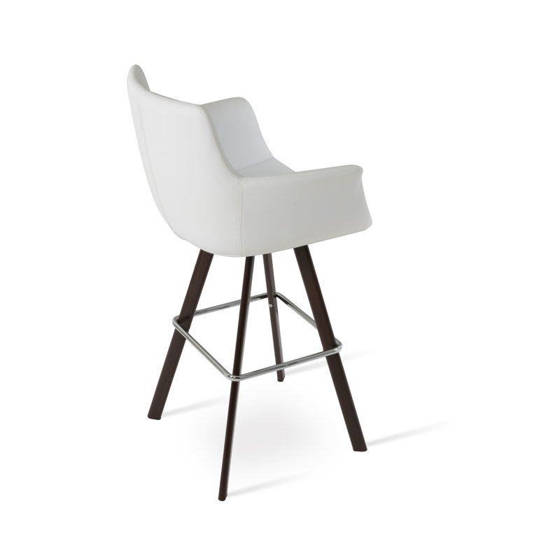 Tabouret de bar et de comptoir Bottega Sword, Blanc, Noyer, Tabouret de comptoir (siège d'une hauteur de 24 p