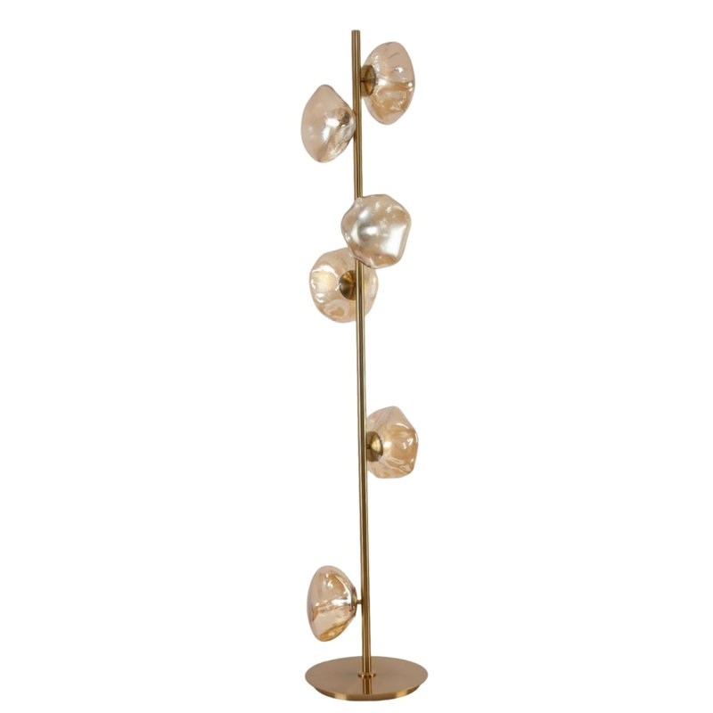 Polara Glass Floor Lamp, Laiton doré