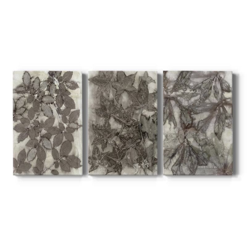Feuilles de rose - Toile tendue avec châssis sur mesure - 3 pièces, H 48 po x l 96 po