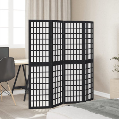 Room Divider 4 Panels Solid Wood Paulownia