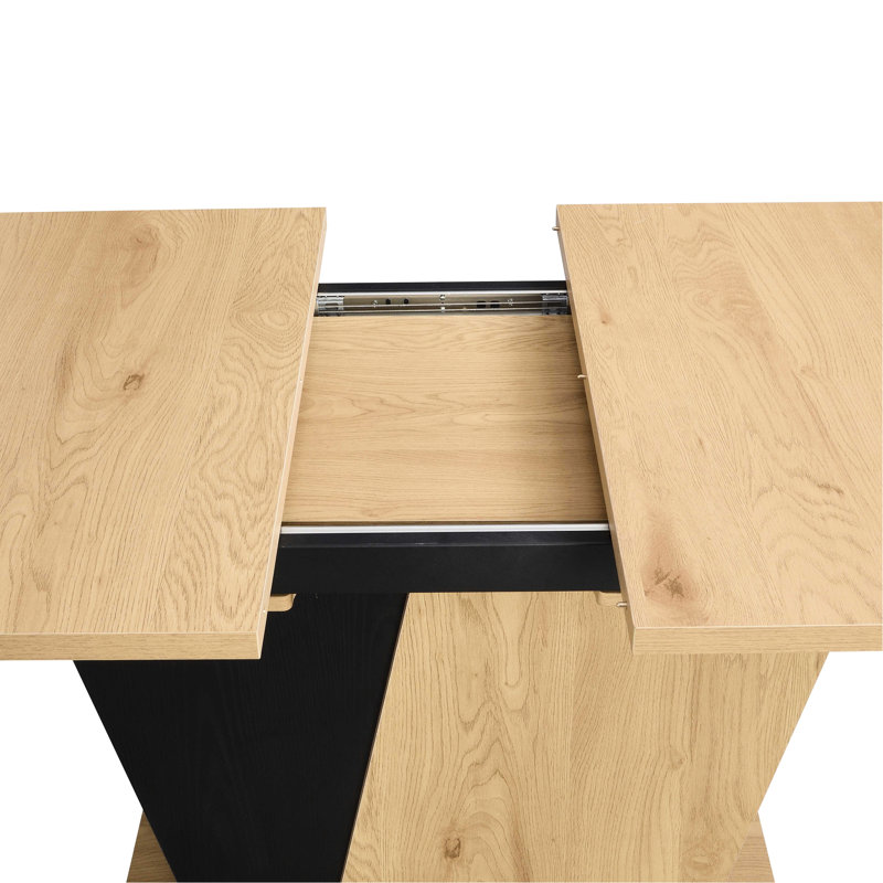 Table extensible de 61,59 pouces avec rangement, style moderne en bois. Structure et base en métal. Plateau de table réglable pour la cuisine, le bureau. Conception fonctionnelle. Et maison, salle à manger, look classique