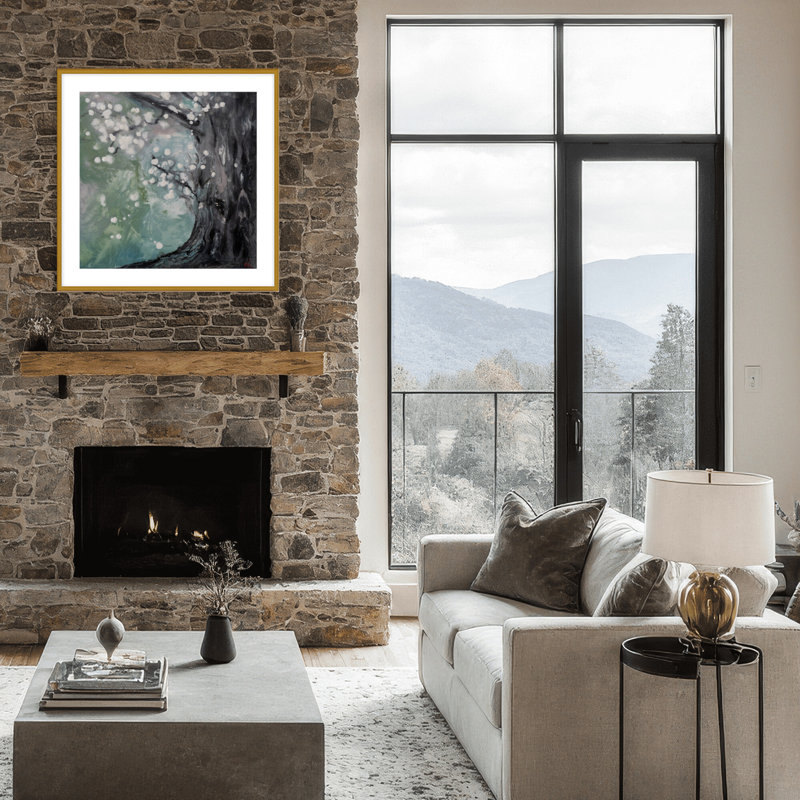 Nature Inspired "Luminous Roots" Canvas Wall Art By , 12" H x 12" W x 1.125" D, Framed Matted Print, Gold