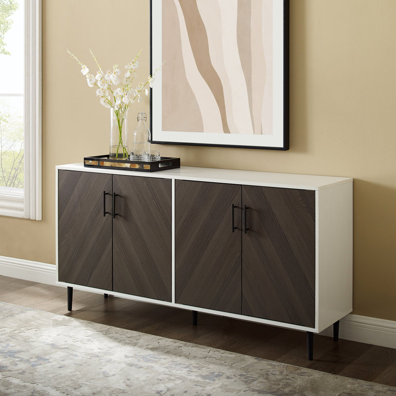 Buffet de porte Mid-Century , Brun gris / blanc