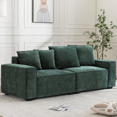 Makassar 89.37' Sofa with Square Armrests