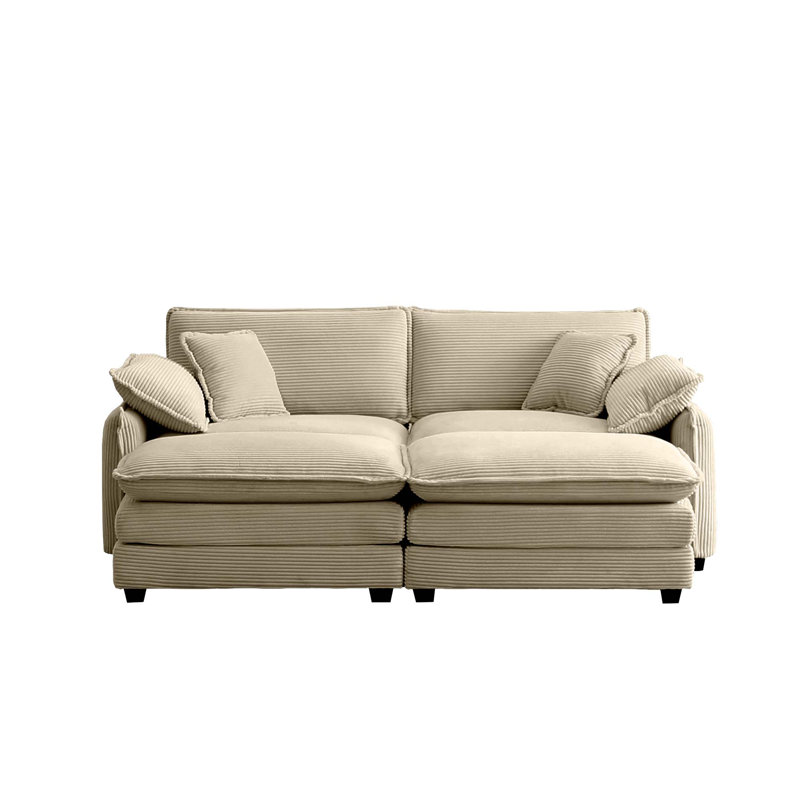 Kadeija Corduroy U-Shaped Sectional Reversible, Khaki Corduroy