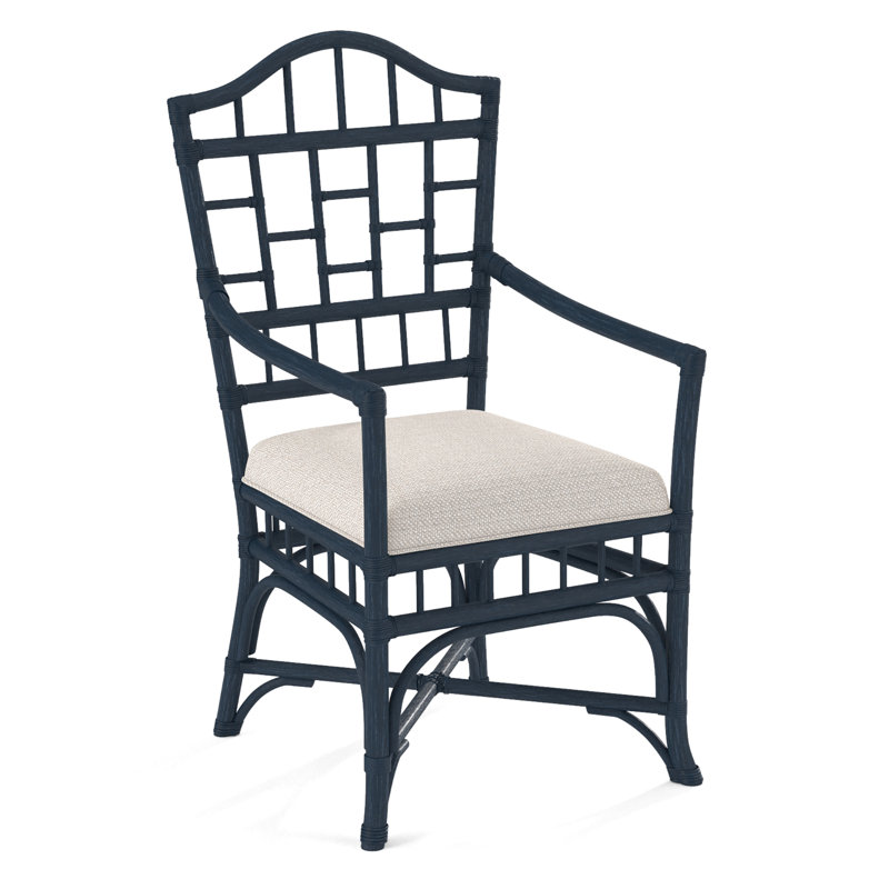 Chippendale Upholstered Arm Chair, Havana, White Textured Performance; 0865-91