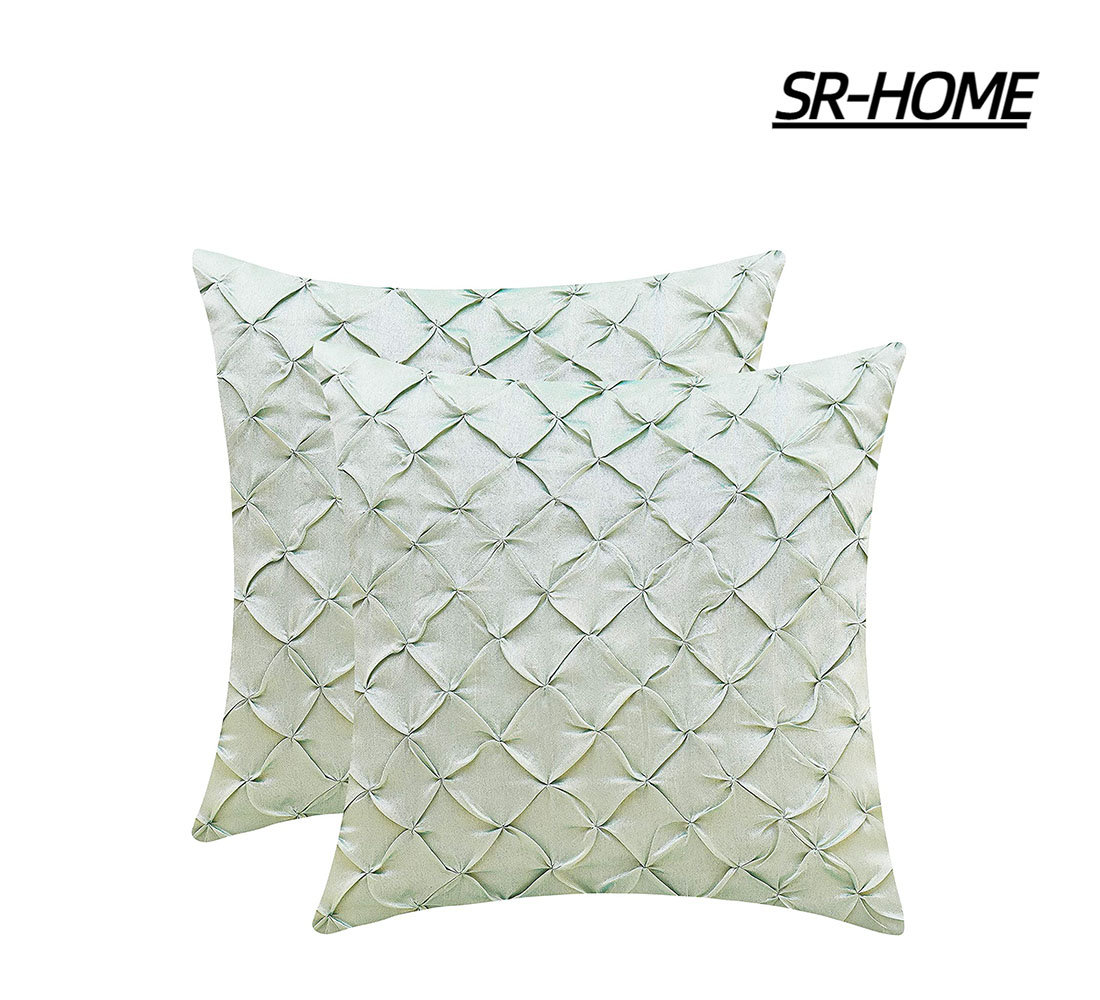 SR-HOME Striped Faux Leather/cotton Pillow Cover