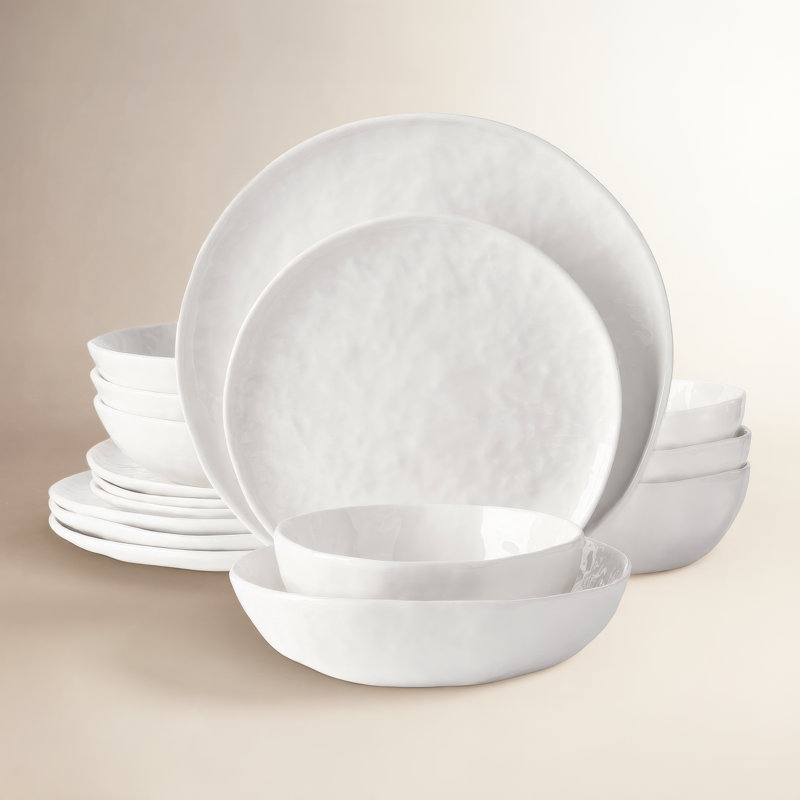 Ensemble 16 pièces d'assiettes et bols Sanjay, Blanc