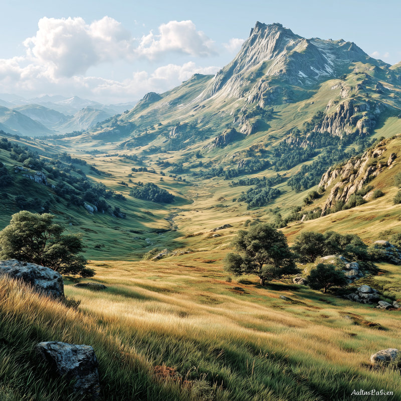 «Majestic Mountain Valley», art mural sur toile