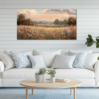  Large Isaiah 40:8 Bible Verse Canvas Wall Art - Inspirational Christian Painting for Home Decor, Faith Artwork Picture for Living Room and Bedroom, Wrapped Canvas with Pine Frame, 24×48 inches
