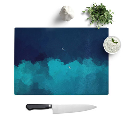 Tempered Glass Boats in the Ocean Chopping Board