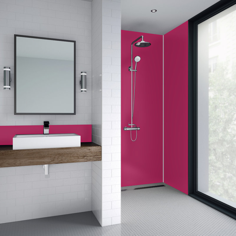 35.4" x 96" Tin Backsplash in Pink