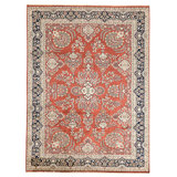 High-Quality Hand-Knotted Red And Blue Area Rug