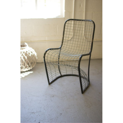 Kalalou Woven Metal S-Chair – 33.5" Tall Modern Industrial Accent