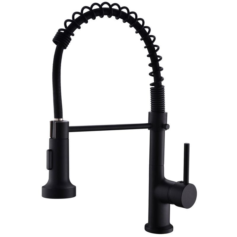 Robinet de cuisine noir moderne avec robinet escamotable, finition, robinet de douche mat à angle de jet d'eau réglable, matériau en laiton, résistant à la corrosion, contrôle facile de la température