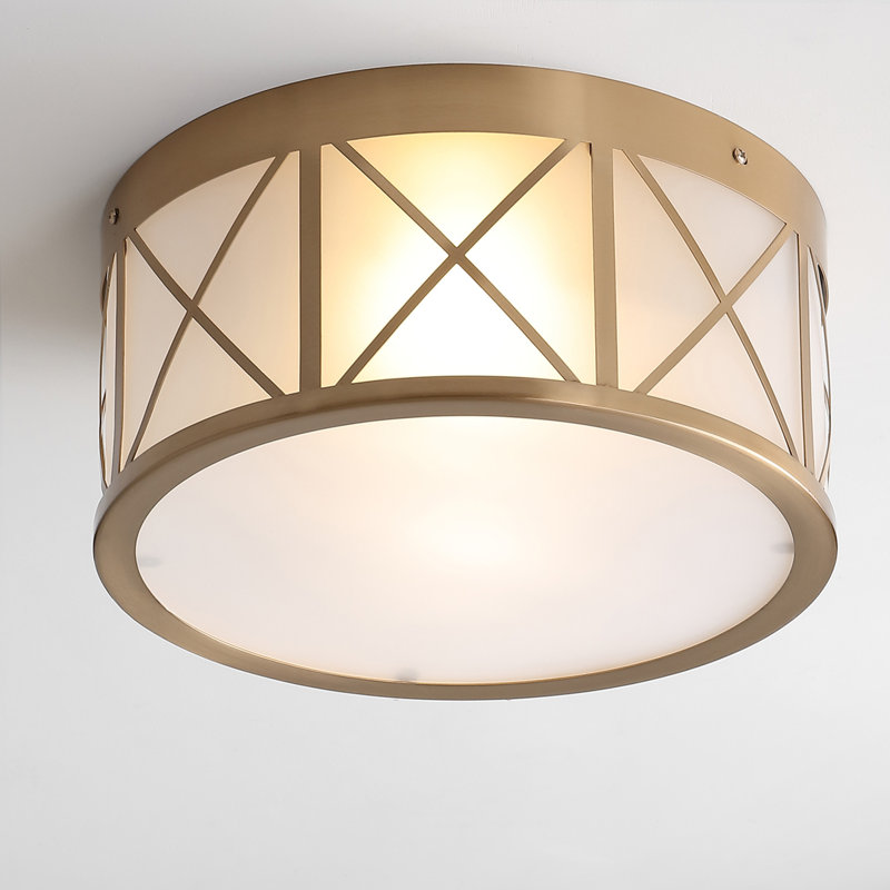 Plafonnier encastré tambour 2 lumières Baity, H 6,5 po x l 13 po x P 13 po