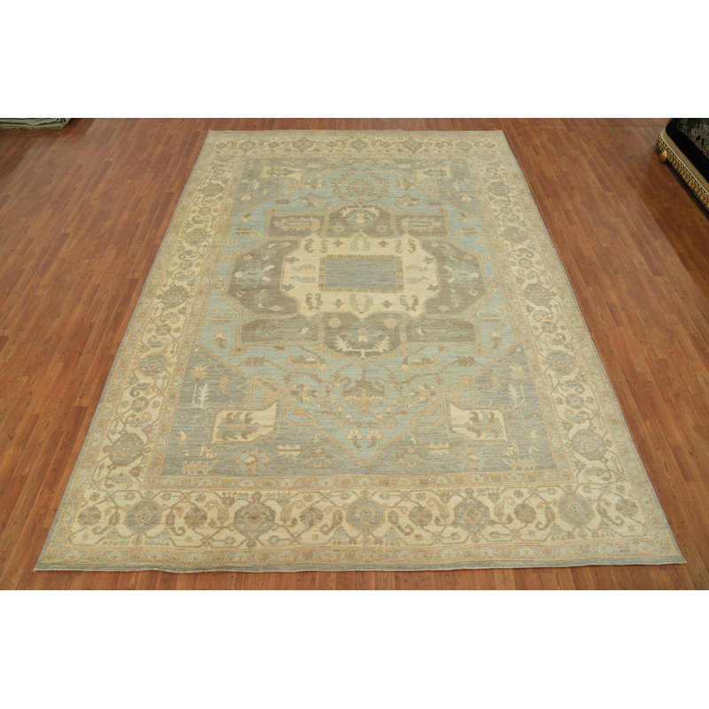 Tapis géométrique à teinture végétale Oushak 9 x 13