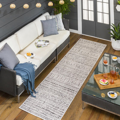 Landyon Geometric Black/Off White Indoor/Outdoor Area Rug