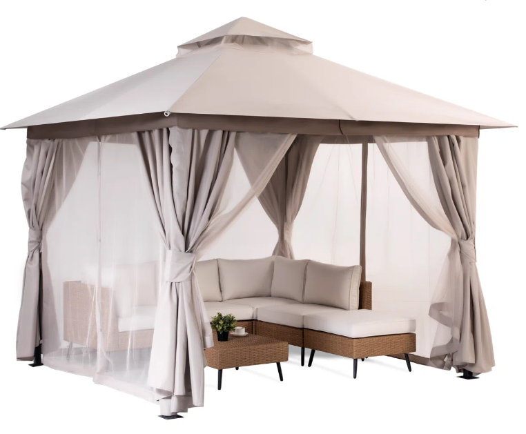 10ft Steel Patio Gazebo, Beige