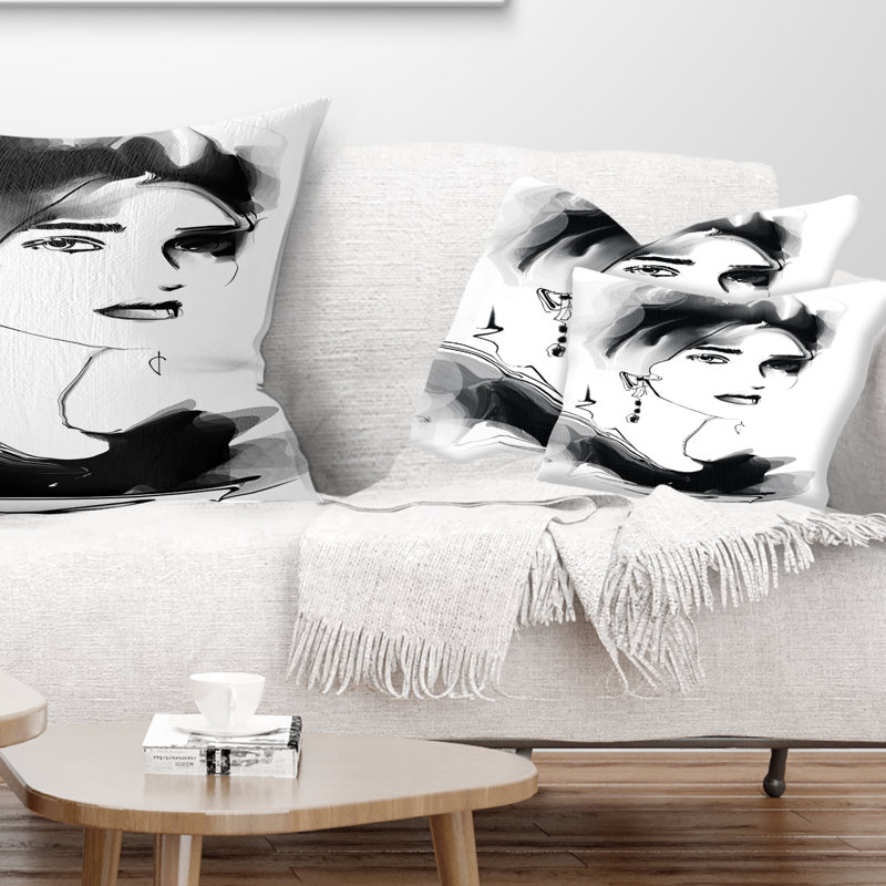 Jolie femme noire - coussin imprimé Portrait, Rectangulaire, 12 po x 20 po
