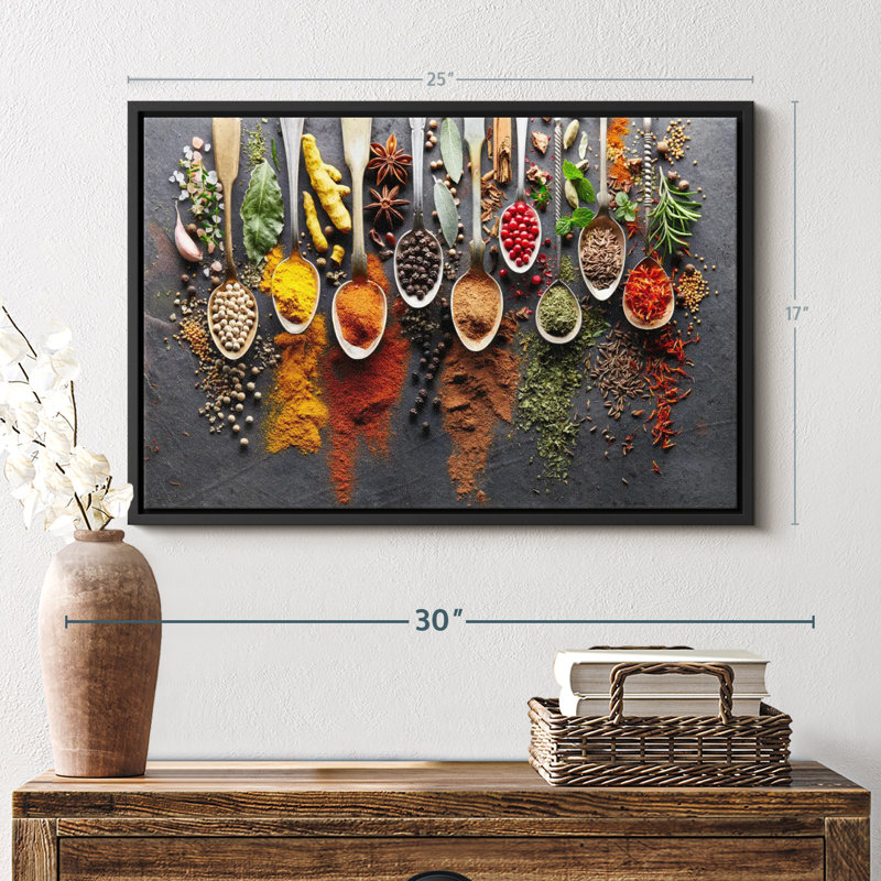 Différentes épices, reproduction sur toile, H 17 po x l 25 po