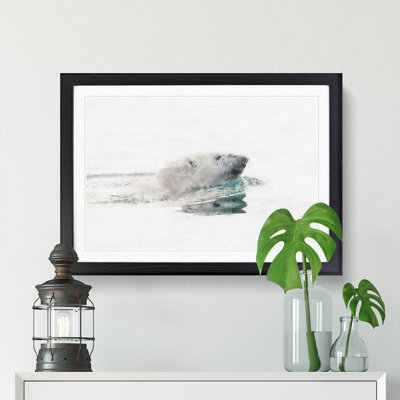 Polar Bear Swimming 1 Piece Single Picture Frame Painting on MDF