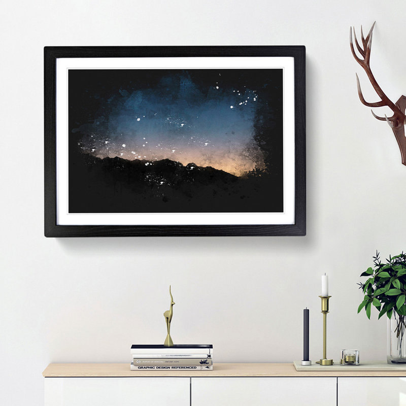 Sun Hiding Behind the Mountain - Picture Frame Graphic Art Print, Black Framed, 33cm H x 45cm W x 2cm D