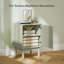 HOMCOM Rattan Bedside Table Adjustable Shelf, Solid Wood Legs, Light Green-364754898