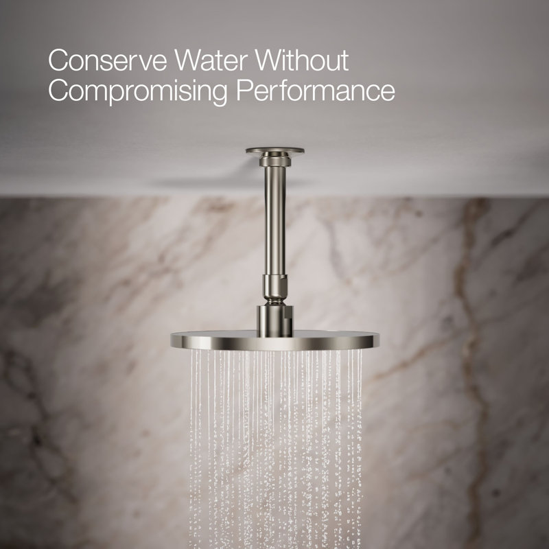 Contemporary Rain Shower Head, Vibrant Polished Nickel, 1.75 GPM, Square