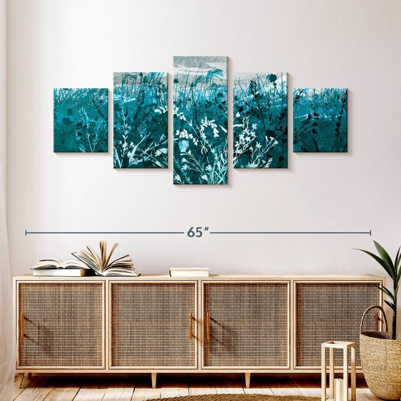 Feuillage de paysage bleu sarcelle, H 24 po x l 55 po