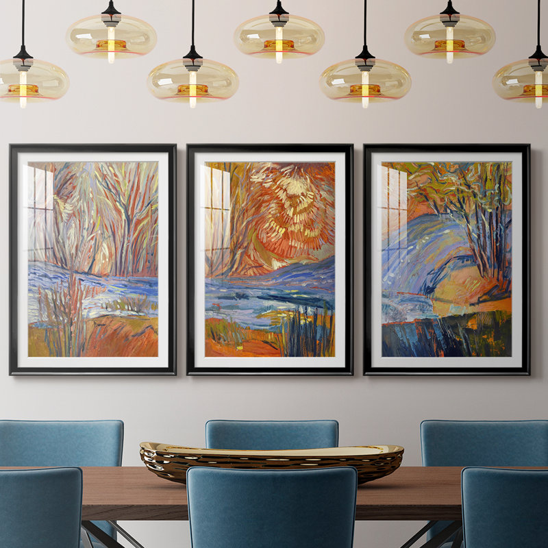 Cadmium Winter Solstice I  -Custom Framed  Premium Print W Matt - 3 Pieces, 19" H x 27" W, Black
