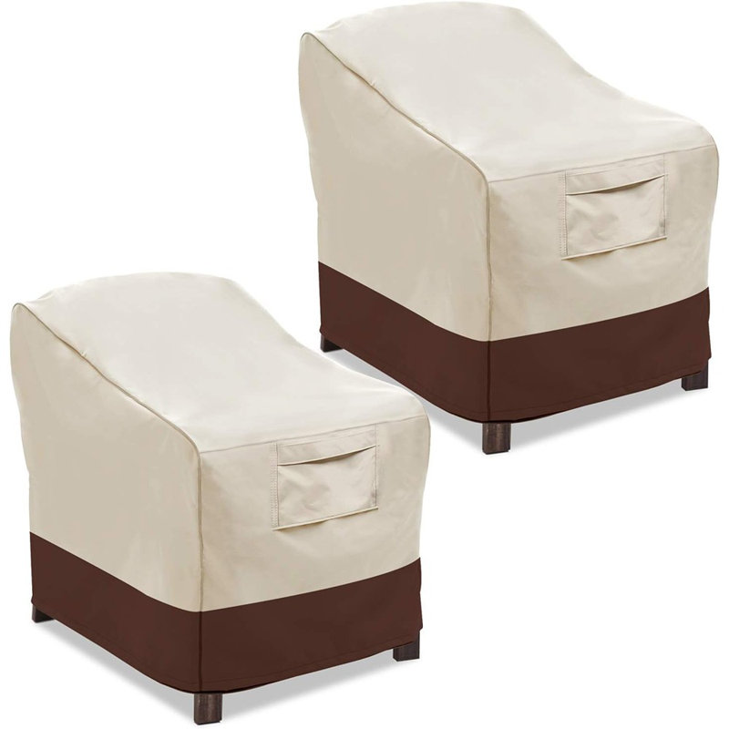 Outdoor Patio Chair Covers, Heavy-duty Waterproof Deep Seat Lounge Covers, 2-pack, Beige & Brown