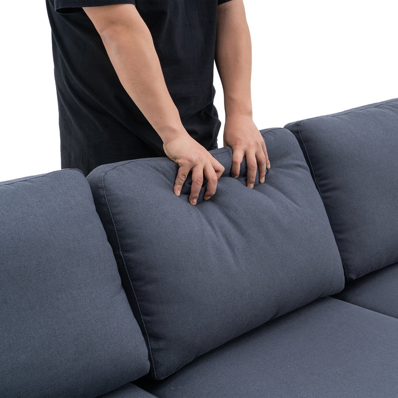 Canapé modulaire rembourré 3 pièces Bronnen, Mélange de lin gris
