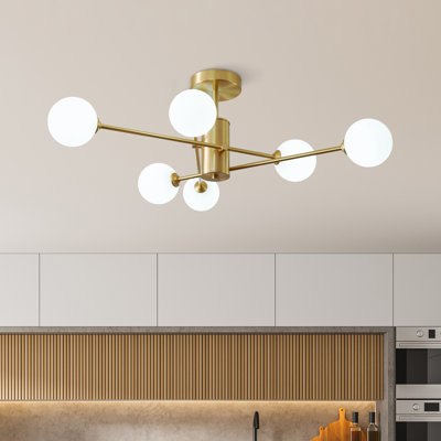Kozan 6-Light 86cm Modern Globe Sputnik Semi Flush Mount Ceiling Light