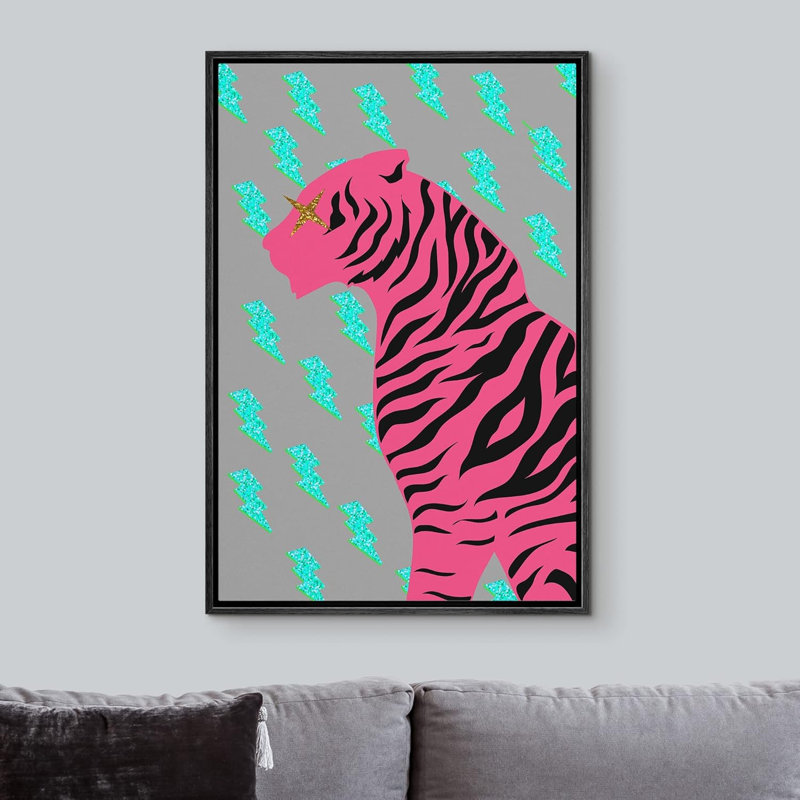Beaux animaux BCBG lumineux, ado, chambre à coucher, dessin animé, tigre, affiches modernes, Noir, H 36 po x l 24 po