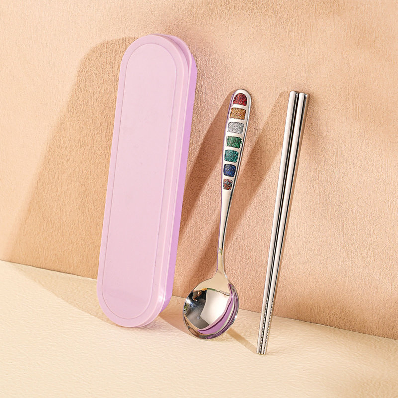 Ensemble de couverts en acier inoxydable Ensemble de couverts portatifs en acier inoxydable, Mauve