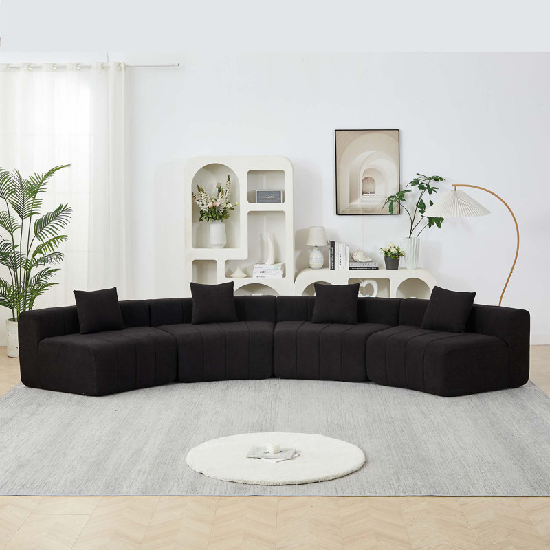 Canapé modulaire Chenille, Chenille noir