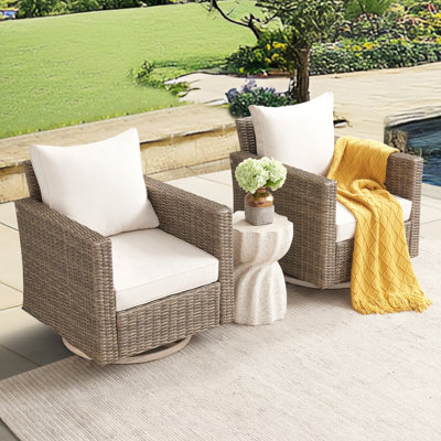 Rocking Swivel Patio Chair With Cushions (set Of 2)