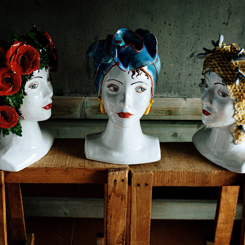 Tête de foulard en soie Sicilian Heads