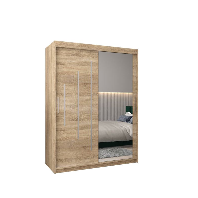 Natalie 2 Door Wardrobe, 200 cm H x 150 cm W x 62 cm D, Matt white
