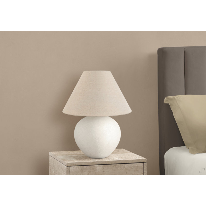 Lighting, 16 po, lampe de table, abat-jour, céramique crème, contemporain, Argent