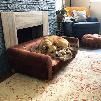 Critter Sitters 42-In. Elegant Faux-Velvet Rectangular Large Dog Bed for Medium and Large Dogs