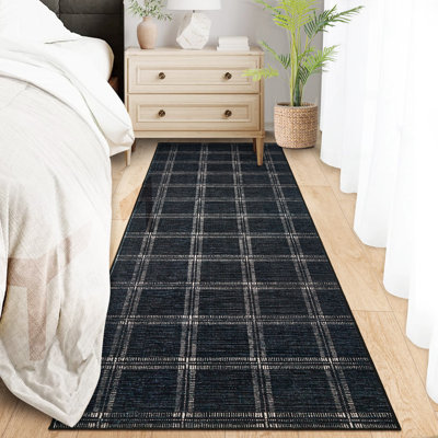 Tapis à motif écossais lavable et moelleux avec envers antidérapant, tapis à poils courts résistant aux taches et à l'intérieur pour salon, chambre de bébé et bureau
