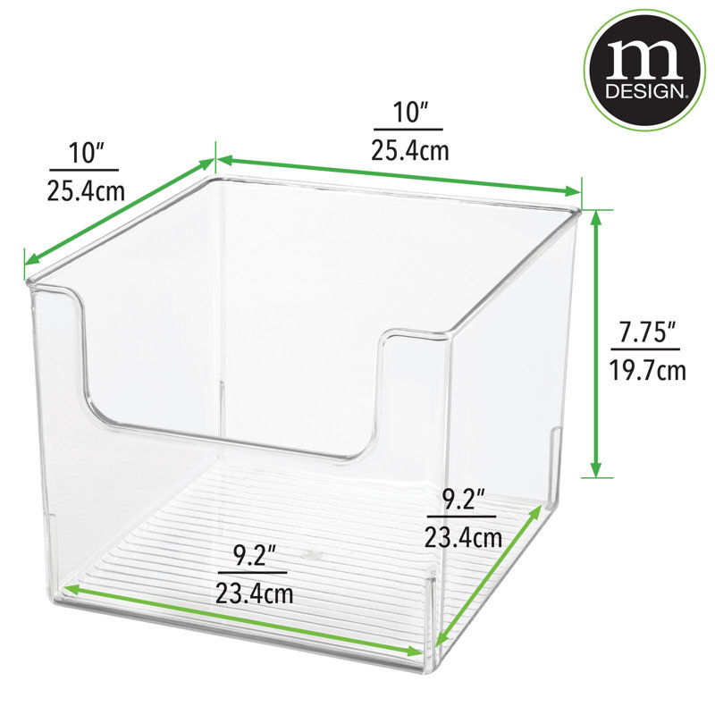 mDesign Kitchen Plastic Storage Organizer Bin with Open Front, 7.75'' H x 10'' W x 8'' D, 6