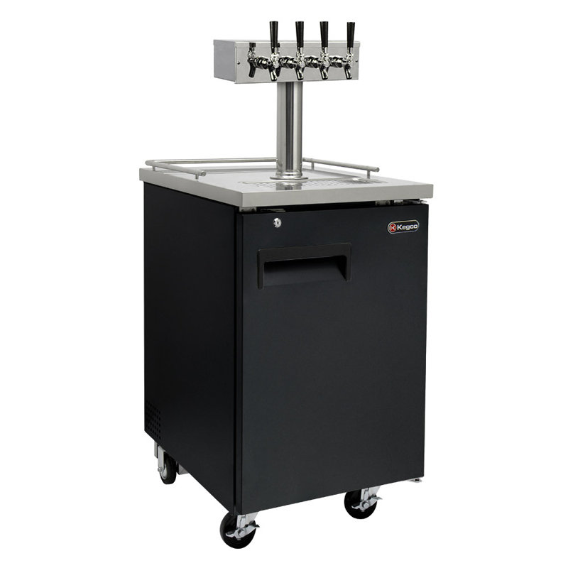 Kegco 8.2 cu. ft. Black Quadruple Tap Half Barrel (Full Size) and Mini Keg Freestanding Kegerator with Door Lock and Adjustable Temperature for Commercial Use