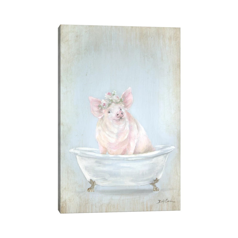 Pig In A Tub by Debi Coules - Wrapped Canvas Painting, 66.04 cm H x 45.72 cm W x 3.175 cm D