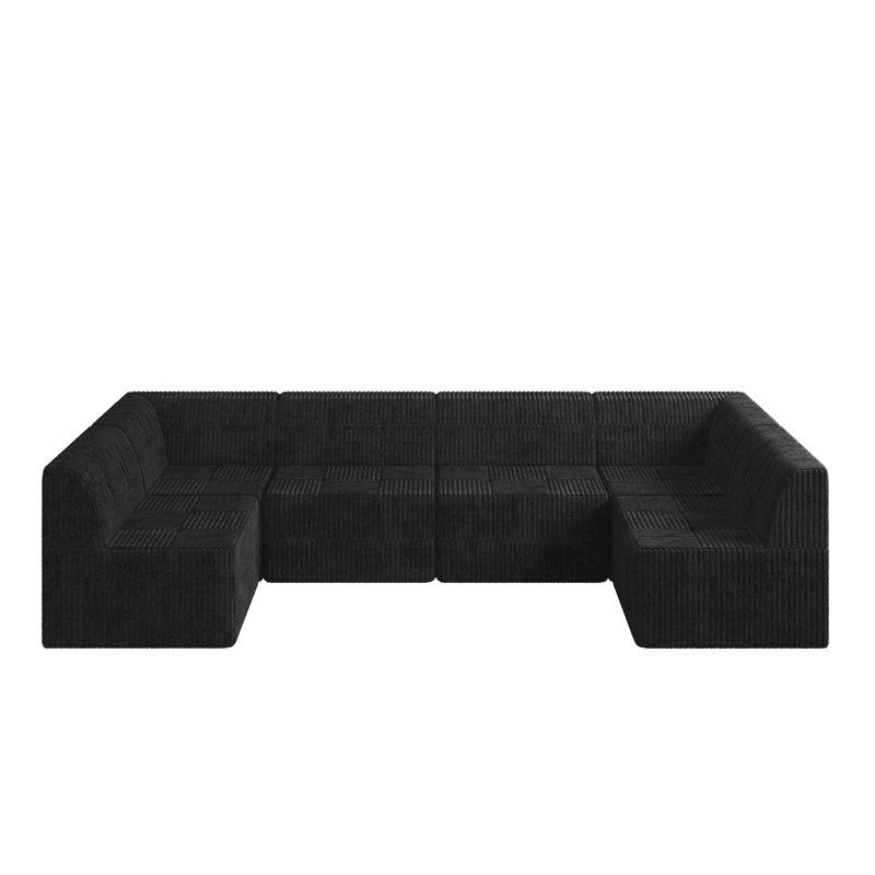 Snedicor Modular Sectional Sofa, Black Corduroy