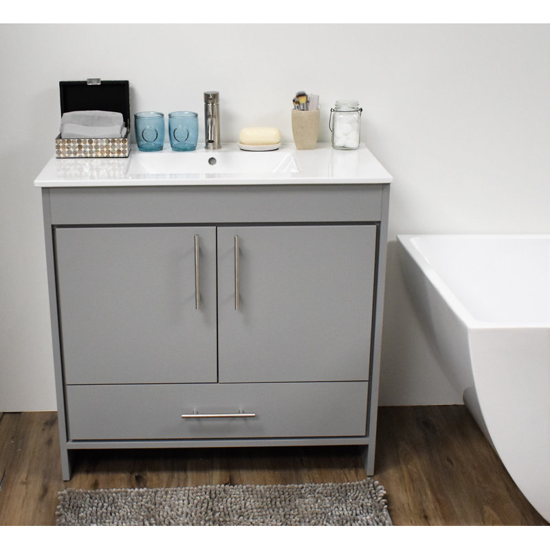 Rio 35.37" Free-Standing Single Bathroom Vanity Base Only, Gray
