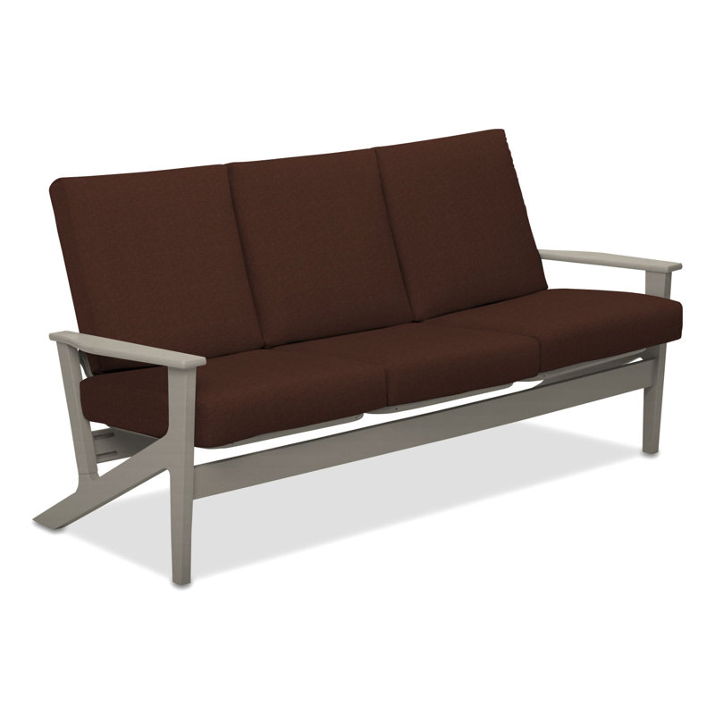 Chrisa 74.5'' Wide Patio Sofa with Cushions, Cast Sable Sunbrella® Plainweave, Warm Gray